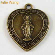 Julie Wang, 20 шт., античная бронза, круглая Дева Мария, Библия, цитаты, подвески для ожерелья, аксессуары для изготовления 2024 - купить недорого