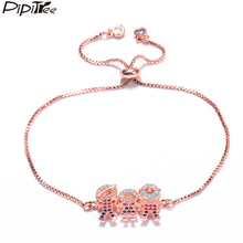 Pipitree Dad & Girl & Mom Family Charm Bracelet Cubic Zirconia Rose Gold Color Adjustable Chain Bracelets Jewelry for Women Men 2024 - купить недорого