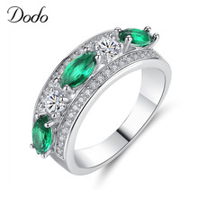 Trendy White & Green Stone Zircon Ladies Rings Female Antique Silver Color Ring Jewelry Rings For Women Bijoux Anillos Gift R449 2024 - buy cheap