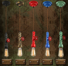 Винтажный винтажный подвесной светильник E27 в стиле лофт, ретро, индастриал, пеньковая веревка, кованая деревенская железная водопроводная труба, шнур, подвесной светильник для спальни 2024 - купить недорого