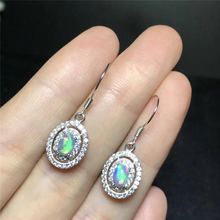 opal stud earrings for wedding 4 mm * 6mm natural fire opal solid 925 silver opa earrings 2024 - buy cheap