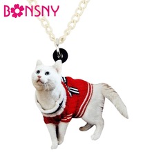 Bonsny-suéter acrílico llamativo, Collar con colgante de cadena para gatito, gato, joyas de mascotas de animales para mujer y niña, venta al por mayor 2024 - compra barato