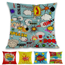 Pop Art American Cartoon Style Comic Speech Bubbles Book Words BOOM Bang ZAP OMG Pillow Case Home Sofa Decoration Cushion Cover 2024 - buy cheap