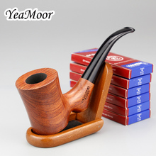 New Smoking Pipe Set 60 pcs Activated Carbon Filters Flat Bottom Rosewood Tobacco Pipe Wooden Stand Smoke Pipe Set 2024 - buy cheap