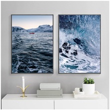 Nordic Canvas Art Posters And Prints Blue Sea Landscape Painting Motivational Wall Pictures For Living Room Home Decoration 2024 - buy cheap