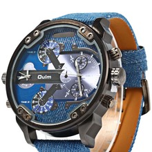 Reloj militar de cuarzo para hombre, cronógrafo con correa de cuero Oulm, de marca superior de lujo, diseño a la moda 2024 - compra barato