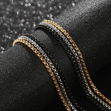 3pcs/lot gold/black /silver tone 3mm Womens Mens Stainless Steel Rolo Cable Wheat Chain Link Necklace 2024 - buy cheap