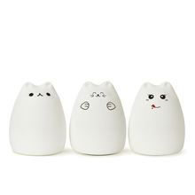 Gato dos desenhos animados led night light silicone luminaria toque torneira controle berçário luz da noite para o bebê crianças leitura dormir presente 2024 - compre barato