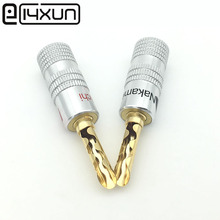 EClyxun-conector de Audio chapado en oro de 24K, 100 piezas, Nakamichi BFA, tubo de alambre silencioso, Conector de enchufe de altavoz Banana, Cable de tornillo y Cable 2024 - compra barato