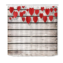 Valentines Day Shower Curtain Set Red Heart Paper Hang on Rustic Barn Wood Bathroom Curtain Waterproof Polyester Bathroom Decor 2024 - buy cheap