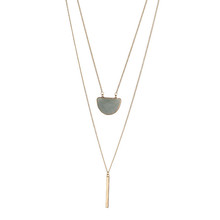 Collar de cadena de oro con forma de semicírculo, colgante de cristal Natural Simple, a la moda, Druzy, para regalo de fiesta de aniversario de cumpleaños 2024 - compra barato