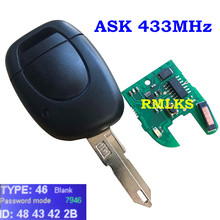 Chave remota com botão para renault clio master kangoo, twingo 1., lâmina sem corte, com 433mhz, chip eletrônico ask pcf7946 ne73/vac102. 2024 - compre barato