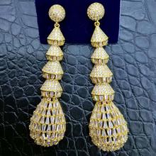 2019 Charms Big Statement Twist Earrings For Women Luxury Full Cubic Zircon Wedding Bridal DUBAI Dangle Earrings Jewelry 2024 - buy cheap