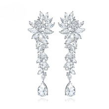 Floralbride Crystal Rhinestones Wedding Dangle Earrings Bridesmaids Chandelier Earrings Bridal Drop Earrings Women Girls Jewelry 2024 - buy cheap