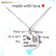 New Fashion Stainless Steel Cute Crystal Necklace for Women Lover  you are my sunshine Pendant Necklace with Jewelry Card Gifts 2024 - buy cheap