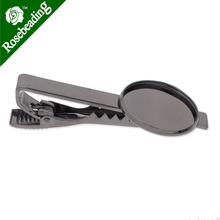 Tie Clip Bar with 20mm round bezel,Brass filled,Gun Metal plated,length 51mm,sold by 10pcs/lot-C3586 2024 - buy cheap