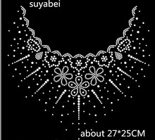 2pc/lot Neckline bowknot hot fix rhinestone motif designs iron on crystal transfers design designs iron on transfer patches 2024 - buy cheap