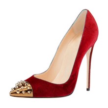 Zapatos rojos de primavera y otoño para mujer y niña, calzado profesional Sexy de cuero de gamuza con tacón fino, talla grande 34-46 C033B 2024 - compra barato