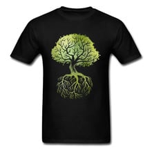 Roots 2018 Trendy Custom Design Men Tops & Tees Green Tree Black T-shirt Short Sleeve Casual Style Gift Shirts 2024 - buy cheap