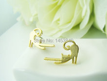 Wholesale simple Lazy Cat Earrings Kitty Animal Jewelry Gold and Silver gift idea 12 pair/lot 2024 - buy cheap
