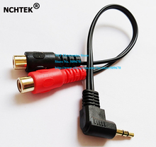 NCHTEK 90 grados en ángulo 3,5 MM conector macho estéreo a doble RCA hembra Adaptador de Audio Y Cable de aproximadamente 0,2 M/envío gratis/10 Uds 2024 - compra barato