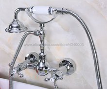 Polished Chrome Bathroom Faucet Mixer Tap Wall Mounted Hand Held Shower Head Kit Shower Faucet Sets Kna189 2024 - buy cheap