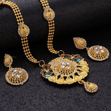 Bohemia Style Women Necklace Earrings Jewelry Sets Women Crystal Wedding Hollow Necklace Set Earrings& Pendant 2024 - buy cheap