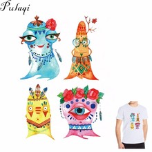 Pulaqi Funny Animals Iron-On Heat Transfers Vinly For Clothing DIY Single Eye Patches Thermal Transfer Parch Accessories E 2024 - buy cheap
