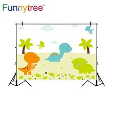 Funnytree-Fondo de fotografía con temática de cumpleaños, telones de fantasía con diseño de dinosaurio, guardería, bebé 2024 - compra barato
