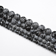 Cuentas redondas de obsidiana de copo de nieve de piedra Natural, abalorios sueltos para accesorios de fabricación de joyas, 4-12mm, envío gratis DIY 2024 - compra barato
