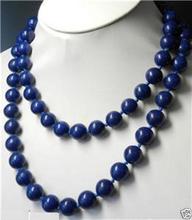 Бесплатная доставка Горячая Распродажа длинные натуральные 10 мм синие лазуритовые круглые бусы ожерелье 32 "AAA 2024 - купить недорого