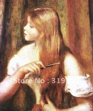 Reprodução de pintura a óleo em tela de linho, jovem menina pentear o cabelo por pierre auguste renoir, frete grátis, artesanal 2024 - compre barato