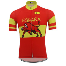 Испания Новая мужская красная велосипедная Джерси с коротким рукавом летняя одежда для велоспорта Pro Team дышащая Espana благоприятный узор 2024 - купить недорого