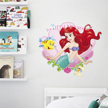 Маленькая Русалочка Ариэль принцесса настенные наклейки для ванной комнаты украшения дома 3d ПВХ постер детская комната настенные художественные наклейки 2024 - купить недорого