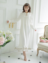 Free Shipping 2016 New Spring Princess Nightdress 100% Cottton Pijamas Women's Long Nightgown White Sleepwear 2024 - buy cheap