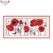 Joy Sunday Poppies Home Decoration H337 14CT 11CT Counted Stamped Beautiful Flowers Handcraft Cross Stitch kit 2024 - buy cheap