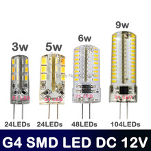 Светодиодная лампа G4, 5 Вт, 6 Вт, 12 Вт, 12 В постоянного тока, светодиодная лампа SMD3014 2835, светодиодная лампа с углом луча 360, светодиодная точечная лампа, заменяемая галогеновые лампы 30/60 Вт 2024 - купить недорого