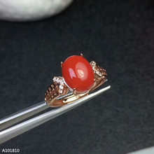 KJJEAXCMY fine jewelry 925 pure silver inlaid natural red coral female ring snow support test 2024 - buy cheap