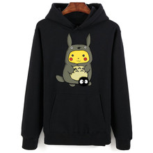 Anime totoro moletom com capuz inverno, homens mulheres pulôver de lã, moletom com capuz casual harajuku, roupas de agasalho 2024 - compre barato