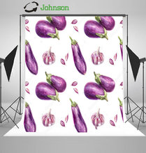 Fondo de pared con estampado de berenjena púrpura para cocina, telón de poliéster o tela de vinilo de alta calidad para Cocina 2024 - compra barato