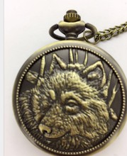 Bronze Steampunk Wolf Pattern Quartz Men Boy Pocket Watch Chain Pendant Watch 2024 - buy cheap