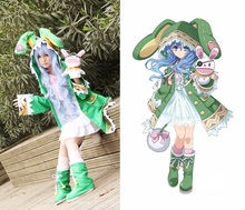 Traje de Cosplay de Yoshino con capucha para mujer, traje verde de fiesta de Halloween, abrigo, zapatos y S-XXL de juguete de felpa, cita en vivo 2024 - compra barato