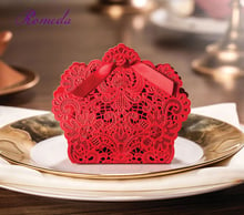 Cajas de recuerdo de boda con corte láser rojo, caja de dulces para boda, recuerdos y regalos, Envío Gratis 2024 - compra barato