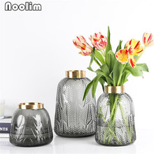 Modern Gradient Glass Vase Artificial Flower Container Office Desktop Ornaments Home Flowerpot Wedding Party Decoration 2024 - buy cheap