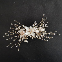 SLBRIDAL Handmade Golden Crystals Rhinestones Flower Wedding Hair Clip Barrettes Bridal Headpiece Hair accessories Women Jewelry 2024 - buy cheap