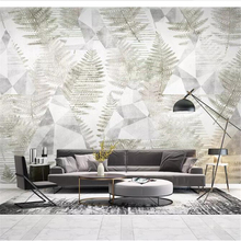 Wellyu papel de parede 3d personalizado nordic tropical plantas abstracto linhas geométricas tv fundo tapety 2024 - compre barato
