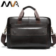 MVA Leather Bag Men's Briefcase casual computer bags 14inch Men's Genuine Leather Bag Office/Laptop Bags Business Handbags 1115 2024 - buy cheap
