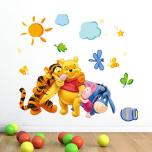Zooyoo winnie the pooh friends adesivos de parede, decoração de quarto de criança removível pvc decalques de parede 2024 - compre barato