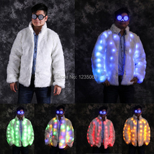 WYY DJ stage show wears led fur coat colorful lighted costumes dance dress clothe bar model luminous wear glowing prop robot men 2024 - buy cheap