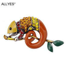 ALLYES Lizard Brooches For Women Party Clothes Collar Pin Colorful Crystal Chameleon Animal Enamel Vintage Brooch Female Jewelry 2024 - buy cheap